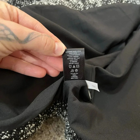 Ann Taylor Club Monaco Boucle Jacket Coat Leather Tweed Zipper Elastic Waist‎ M - Picture 9 of 13